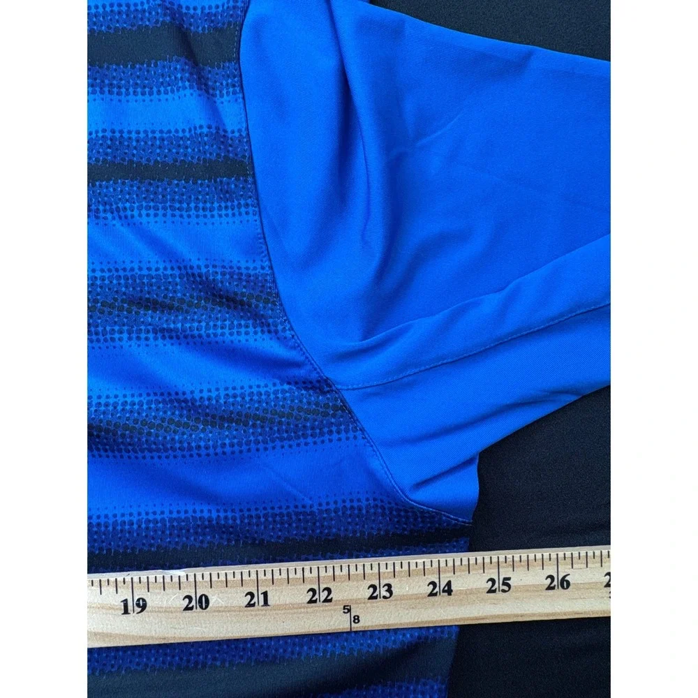 Nike Golf Polo Shirt Mens‎ XL Blue Black Striped Dri-FIT Athletic Training
